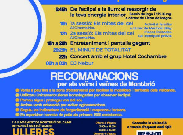Montbrió mira al cel: viu i sent l'eclipsi des d'aquí
